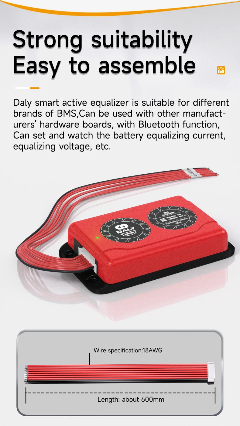 DALY Smart BMS Active Equalizer Bluetooth Balancer Equalizer 1A 4S 12V 8S 24V 16S 48V Lithium LiFePO4 Battery Ship form EU US