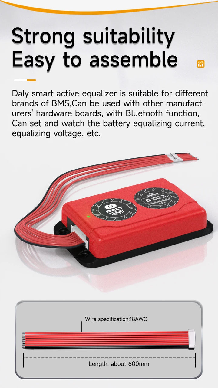 DALY Smart BMS Active Equalizer Bluetooth Balancer Equalizer 1A 4S 12V 8S 24V 16S 48V Lithium LiFePO4 Battery Ship form EU US