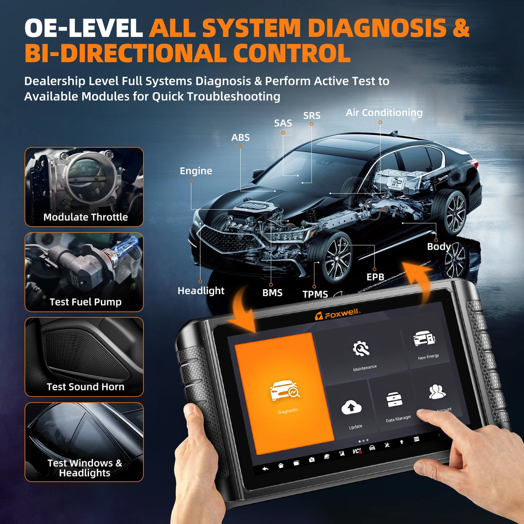 FOXWELL NT1009 10.1 inch OBD2 Car Scanner ECU Coding Active Test Guided Functions OE All System OBD2 Automotive Diagnosis Tools