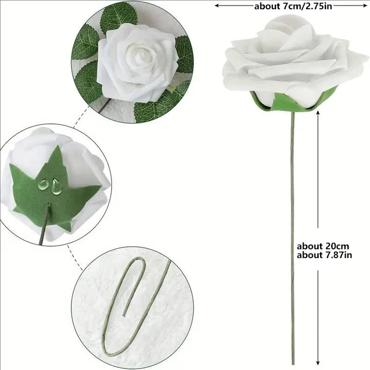 High-Grade White PE Rose Heads