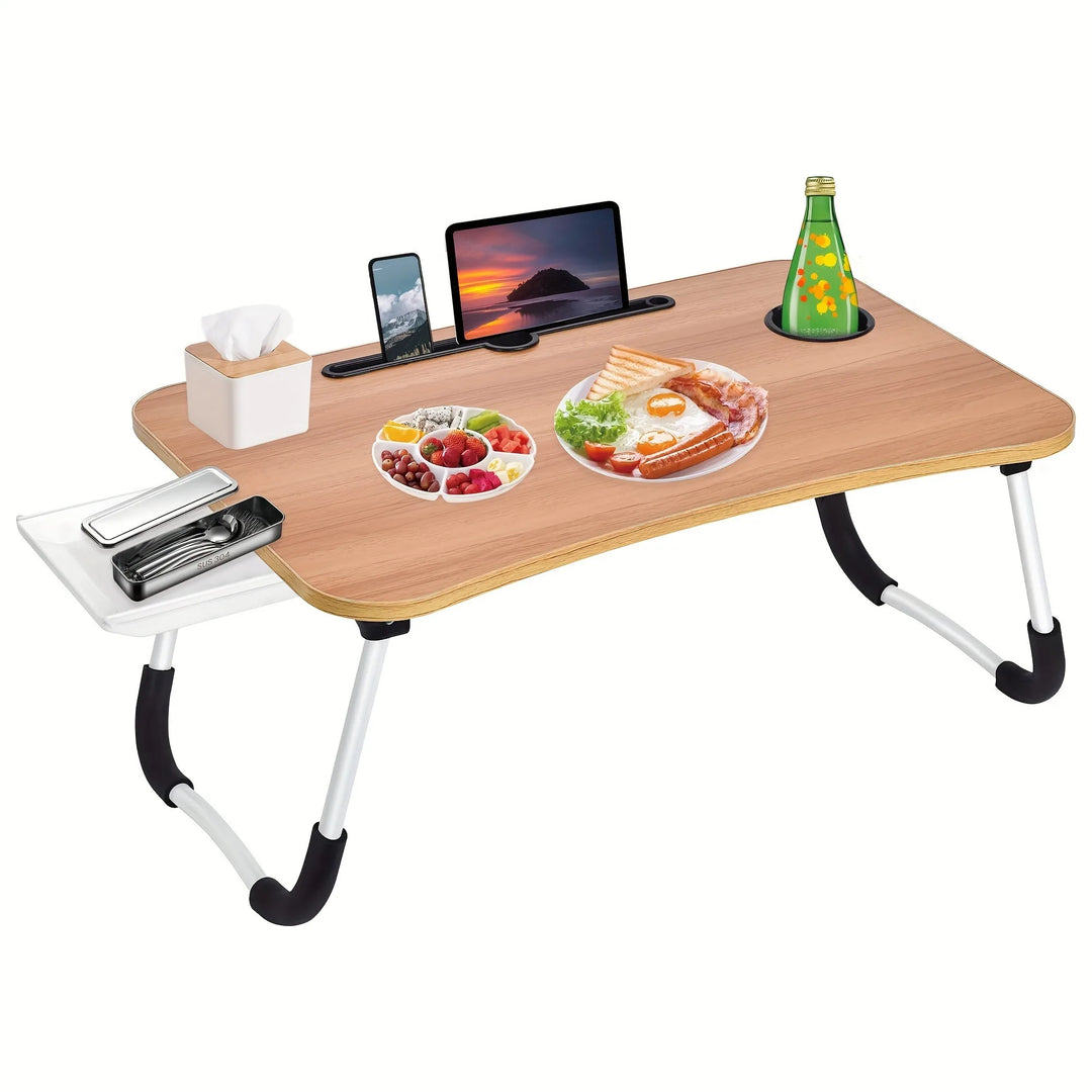 Foldable Laptop Bed Table with Storage