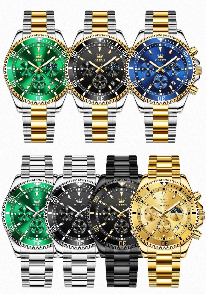 OLEVS Watches For Men Classic with Date Dress Luxury Big Face Waterproof Luminous Men's Wrist Watch Stainless Steel Men Watch