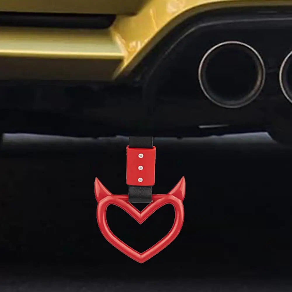 1Pcs New Handle Ring Heart Train Bus Hand Strap Styling Drift Charm Car Warning Tow Strap Hook Sticker
