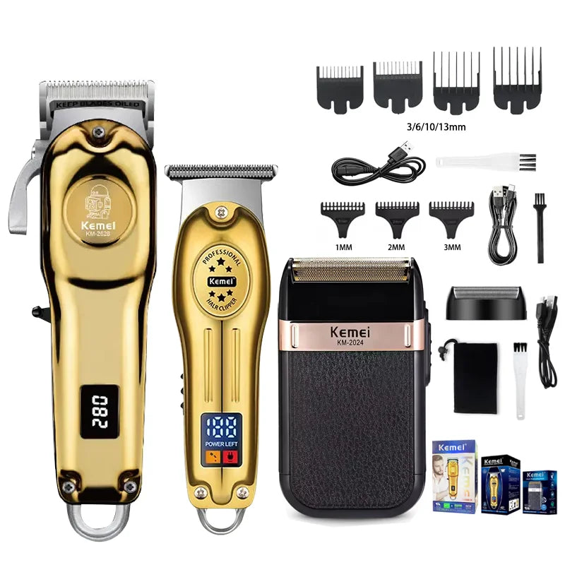 Kemei KM-2628 KM-678 KM-2024 Professional Electric Hair Clippers Beard Clipper Rechargeable Men's Shaver Hair Trimmer Kit
