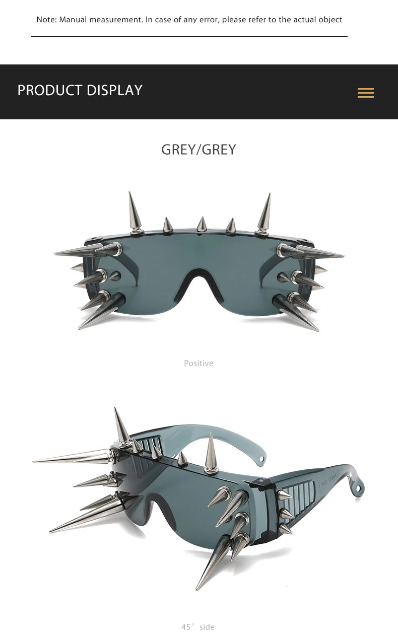 Steampunk Rivet Cyber Spike Decor Goggles Wild Rock Sun Glasses Women Men Metal Punk Conjoined Sunglasses Trendy Cool Eyeglasses