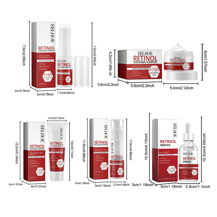 Retinol Wrinkle Remover Facial Serum Set Instant Firming Lift Anti-Aging Cream Fade Fine Lines Whitening Moisturizing Skin Care