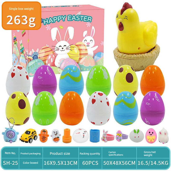Children's Day Easter Egg Kids Building Blocks Blind Box Cartoon Rabbit Decompression Color Film Puzzle Egg Engineering Car Toys