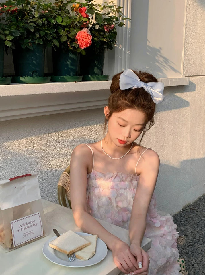 Sweet Blue Shining Satin Bowknot Hair Clip Big Ribbon Bow Barrette Solid Color Scarf Hairpin Ponytail Clip Hair Accessories