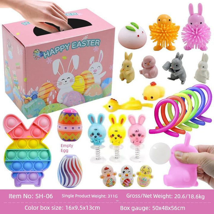 Children's Day Easter Egg Kids Building Blocks Blind Box Cartoon Rabbit Decompression Color Film Puzzle Egg Engineering Car Toys