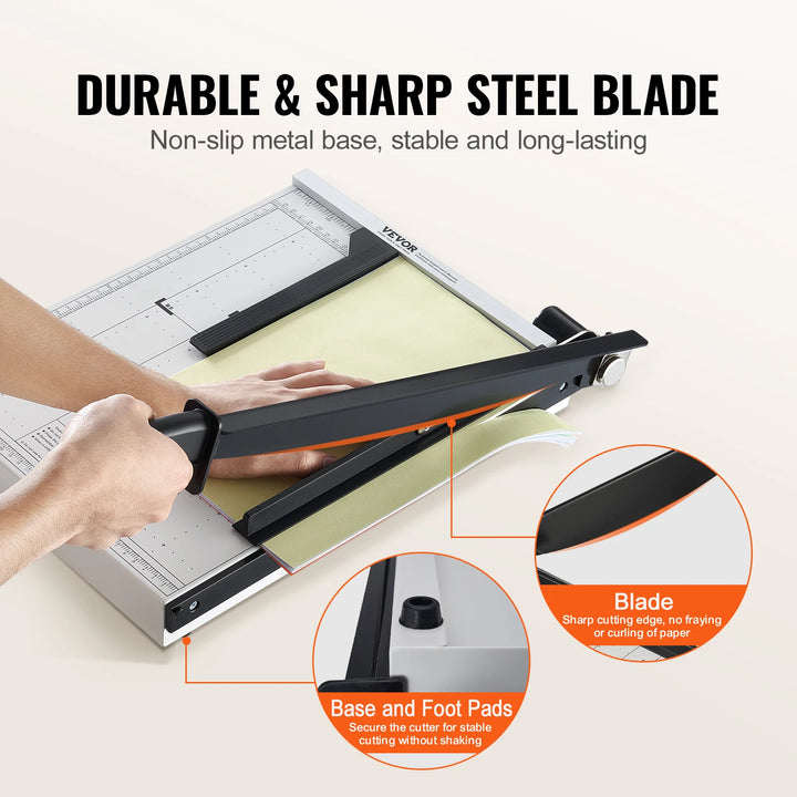 VEVOR Paper Cutter Guillotine Trimmer 15"/18" Cut Length 16/20 Sheets Capacity Heavy Duty Paper Cutter for Home Office School