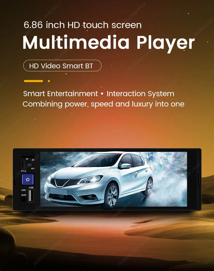 MEKEDE 6.86-inch 1din Universal Car Multimedia Smart Screen Wired Wireless Andriod Auto CarPlay Stereo FM Auto Radio BT USB TF