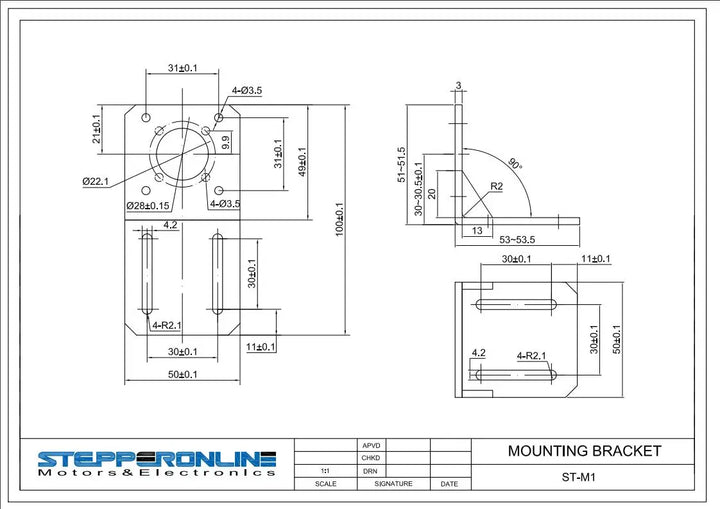 STEPPERONLINE Nema 17/23/34 Stepper Motor Mounting Bracket L Support Alloy Steel Stepping Motor Holder