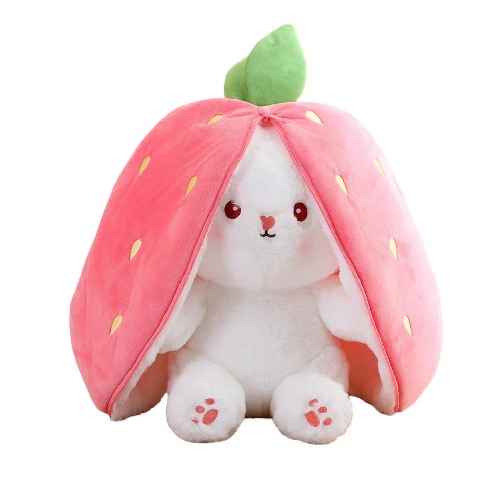 Random 1 Pcs 18cm Cute Stuffed Toys Strawberry Rabbit Radish Rabbit Plush Toys Zipper Doll