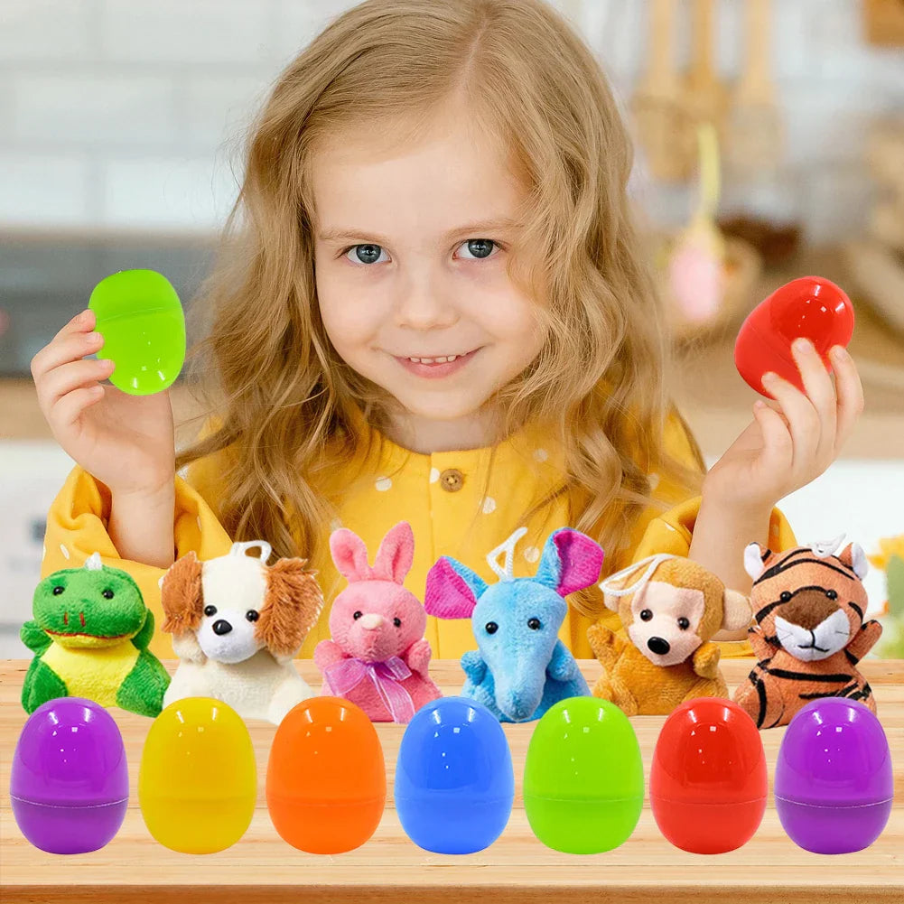 24 Pack Prefilled Easter Eggs Filled with Mini Plush Toy Easter Basket Stuffers for Kids Easter Egg Hunt Game and Party Favors