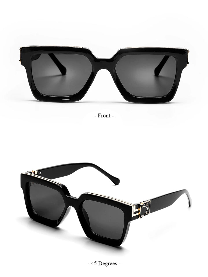 Ruiao Retro Black Millionaire Shades Luxury Sunglasses 2024 For Men Designer Famous Brand Square Sun Glasses Man Women Sunglass