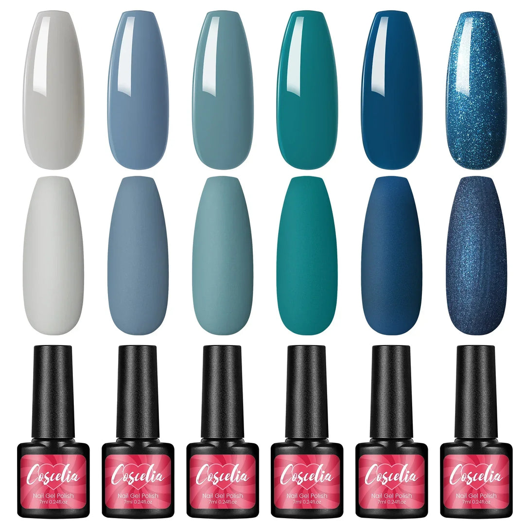 COSCELIA 6Pcs Glitter Gel Nail Set