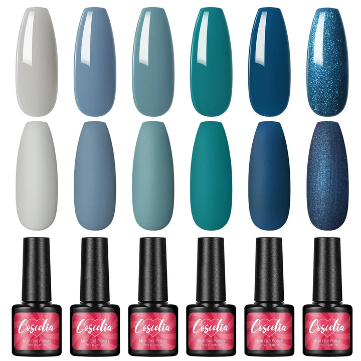 COSCELIA 6Pcs Glitter Gel Nail Set