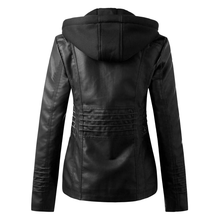 Leather Jacket Women Hooded Faux Pu Leather Motorcycle Jacket Zipper Long Sleeve Autumn Winter Outwear Coats Jaqueta Feminina