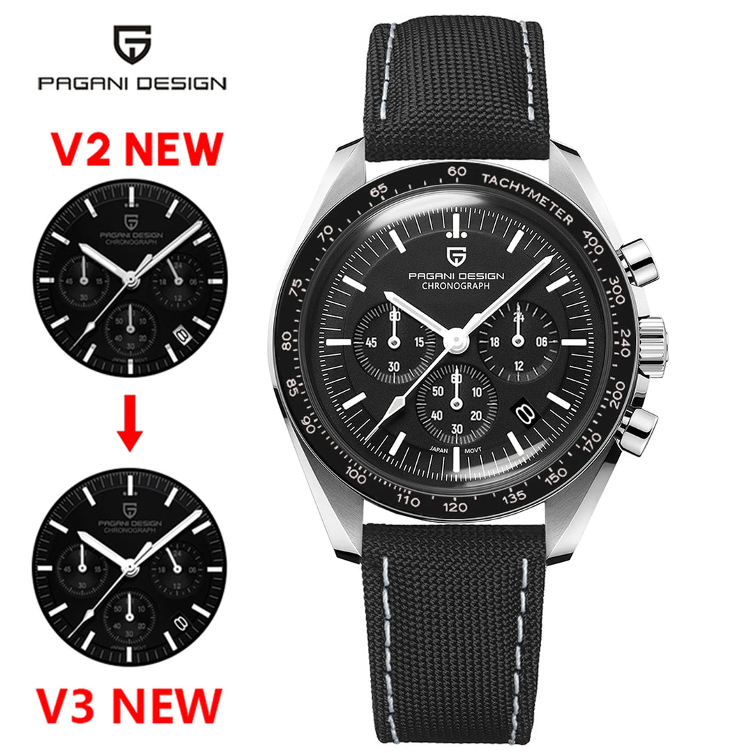 PAGANI DESIGN Moon Mens Watches 2024 Top Brand Luxury Quartz Watch For Men Chronograph Luminous Sapphire Mirror Waterproof Clock