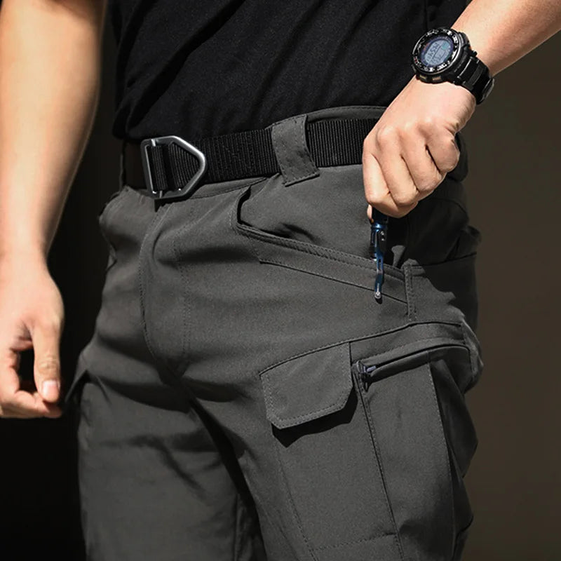 Men Fashion Cargo Pants Solid Color Multi-Pockets Waterproof Trousers Fall Casual Jogger Pants Sweatpants