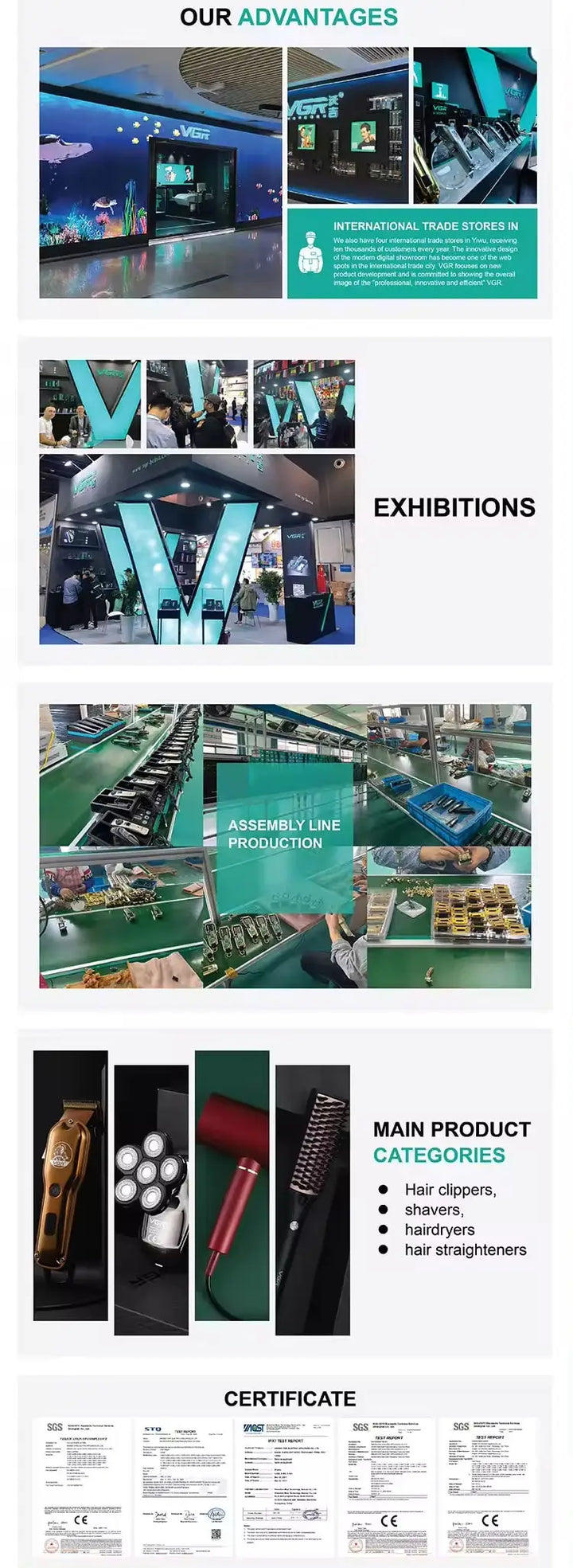 VGR Hair Trimmer Professional Electric Hair Clipper Barber Hair Cutting Machine 9000 RPM Haircut Metal Trimmer for Men V-640