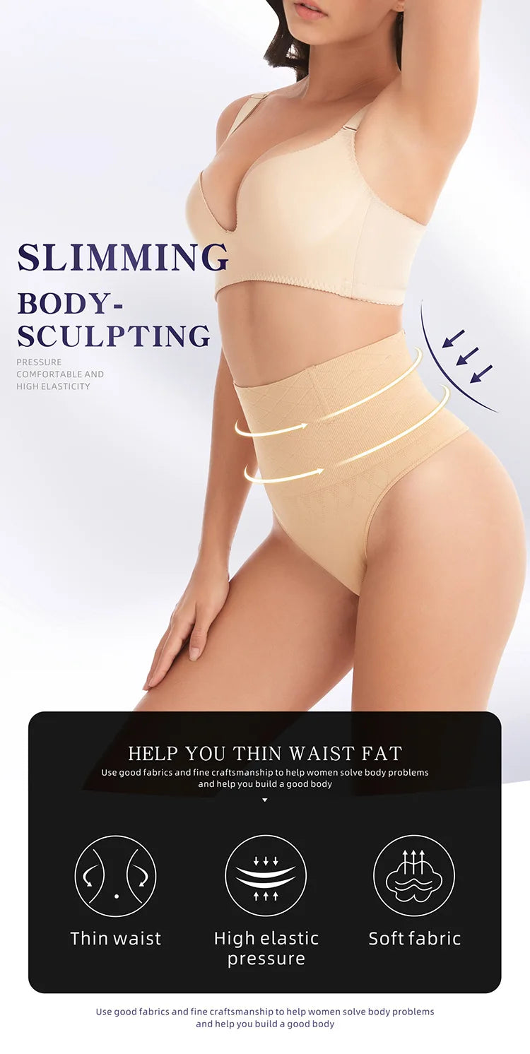 Seamless Thong Shapewear Women High Waist Tummy Control Panties Slimming Underwear Butt Lifter Belly Waist Trainer Body Shaper