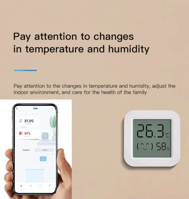 Tuya Temperature Humidity Sensor Mini LCD Display Compatible with Bluetooth APP Remote Control Thermometer Hygrometer