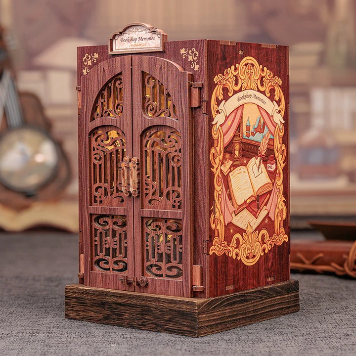 CUTEBEE Bookstore Book Nook with Light DIY Miniature Wooden Dollhouse for Decor Gift Bookshelf Insert Kit 3D Puzzle