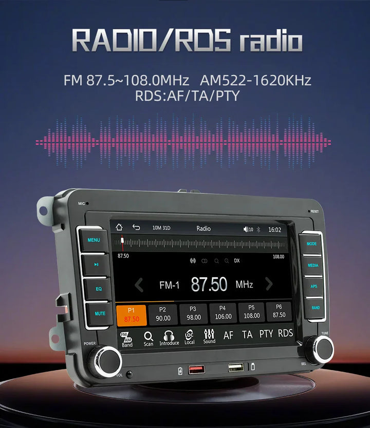 7" 2 Din HD Car Media Video RDS Airplay Car Radio Wireless CarPlay Android Auto Stereo Audio For VW/Seat/Skoda/Passat/Golf/Polo
