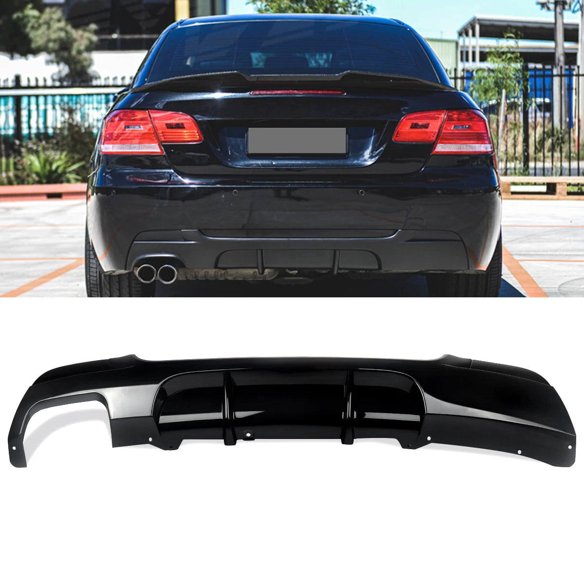MAGICKIT For BMW 3Series E92 E93 330I M Sport Bumper Rear Bumper Diffuser Lip Shiny Black Bodykits CAR Accessories Gloss Black