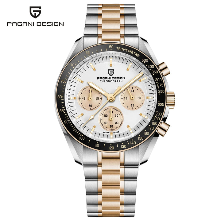 PAGANI DESIGN 2025 New Moon Men's Watches Luxury Quartz Watch For Men VK63 Chronograph AR Sapphire Mirror Ceramic Bezel Luminous