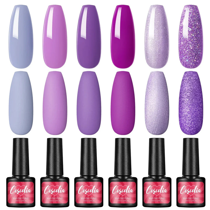 COSCELIA 6Pcs Glitter Gel Nail Set
