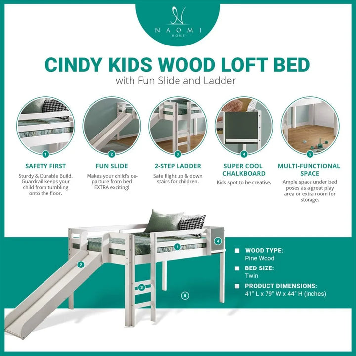 Kids Loft Bed with Slide