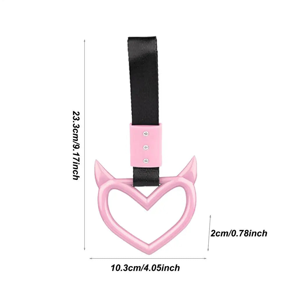 1Pcs New Handle Ring Heart Train Bus Hand Strap Styling Drift Charm Car Warning Tow Strap Hook Sticker