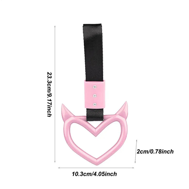 1Pcs New Handle Ring Heart Train Bus Hand Strap Styling Drift Charm Car Warning Tow Strap Hook Sticker