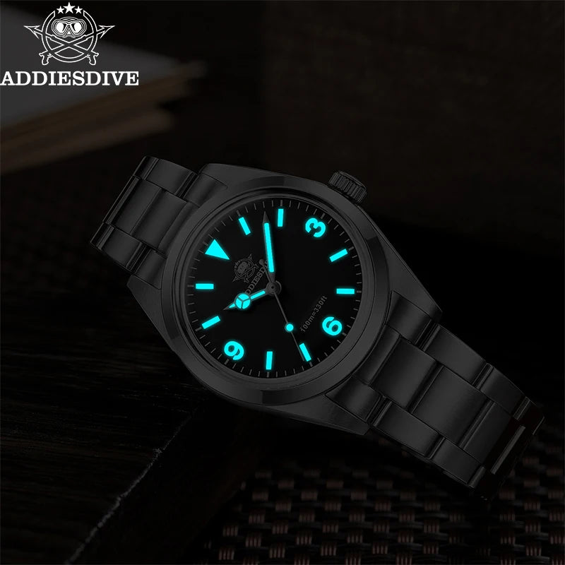ADDIESDIVE Top Brand Men's Luxury Stainless Steel Wristwatch Sapphire Glass Luminous 100m Waterproof Reloj Hombre Quartz Watches