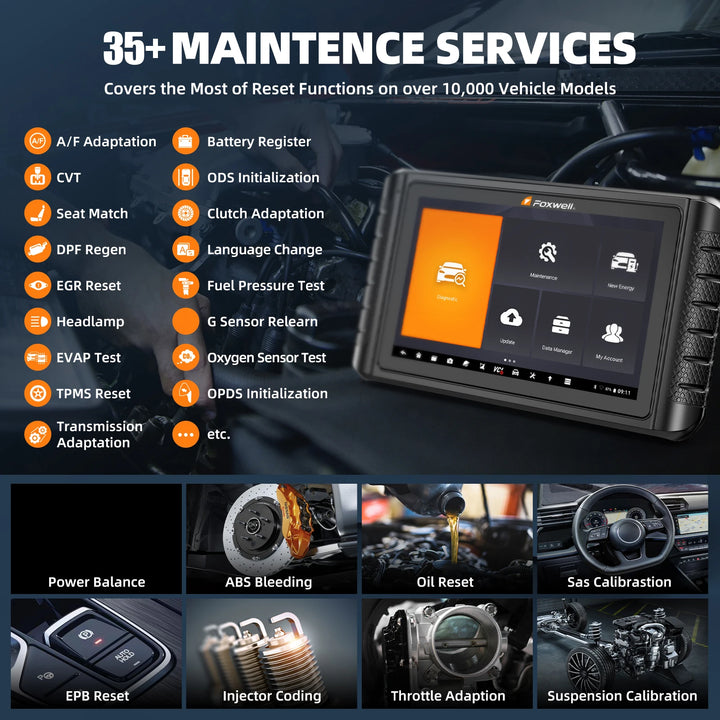 FOXWELL NT1009 10.1 inch OBD2 Car Scanner ECU Coding Active Test Guided Functions OE All System OBD2 Automotive Diagnosis Tools