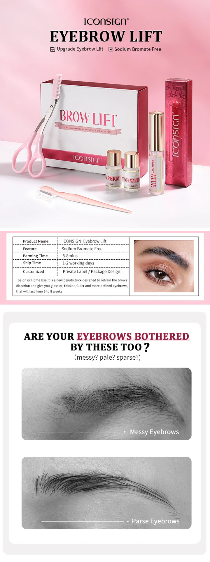 ICONSIGN Eyebrow Lift Professional Brow Lift Kit Brow Perm Eyebrow Kit Brow Makeup Tools Dropshipping Wholesale and Customize