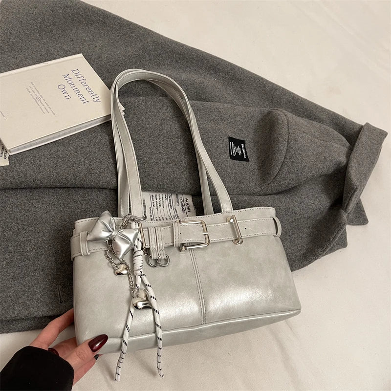 MOODS Belt Buckle Design Shoulder Satchels Bag For Women 2025 New In Luxury Designer Handbags Branded Fashion Totes With Pendant