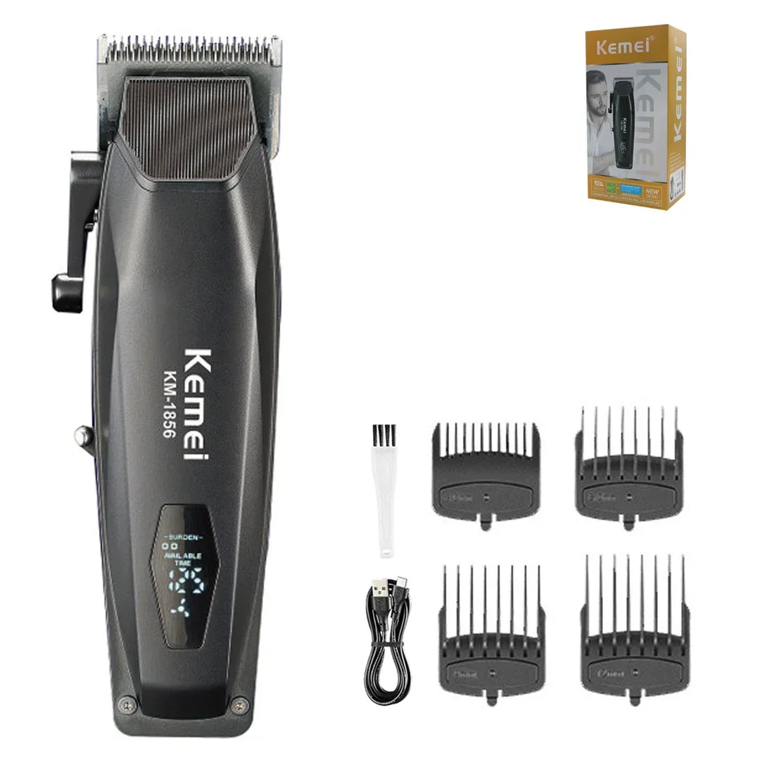 Kemei KM-1856 Men's Hair Clipper LED Display Cordless USB Interface Professional Hair Cutting Machine Hair Trimmer Haircut