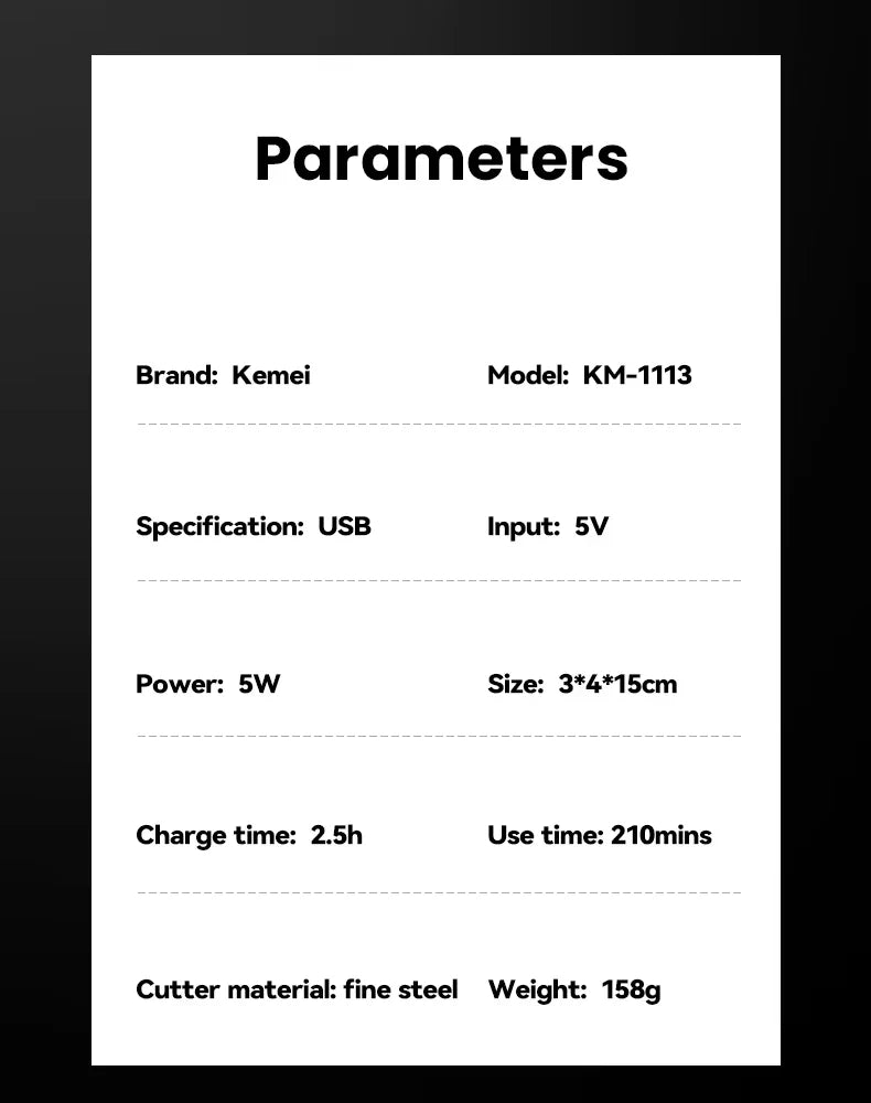 Kemei KM-2290 KM-1113 KM-2026 professional Electric hair clipper kit Men's Shaver Cordless Barber Hair Trimmer USB beard Razor