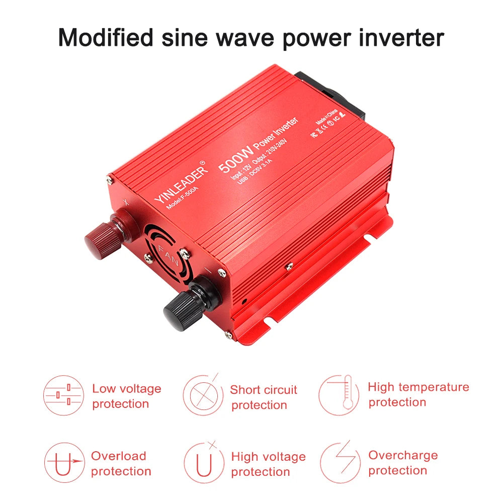 500W DC 12V To AC 110V 220V 50Hz 60Hz Car Power Inverter Automatic Transformer Adapter Dual USB EU US Universal Socket Converter