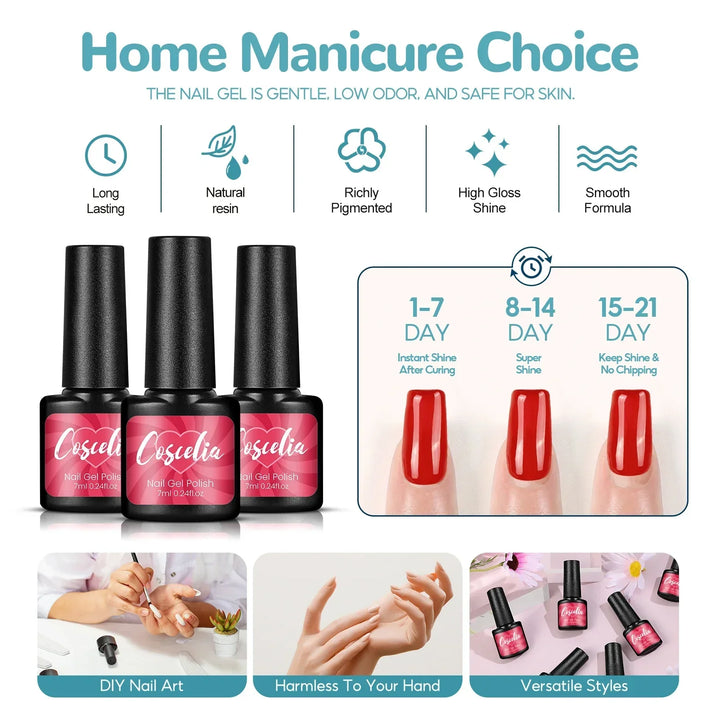 COSCELIA 6Pcs Glitter Gel Nail Set