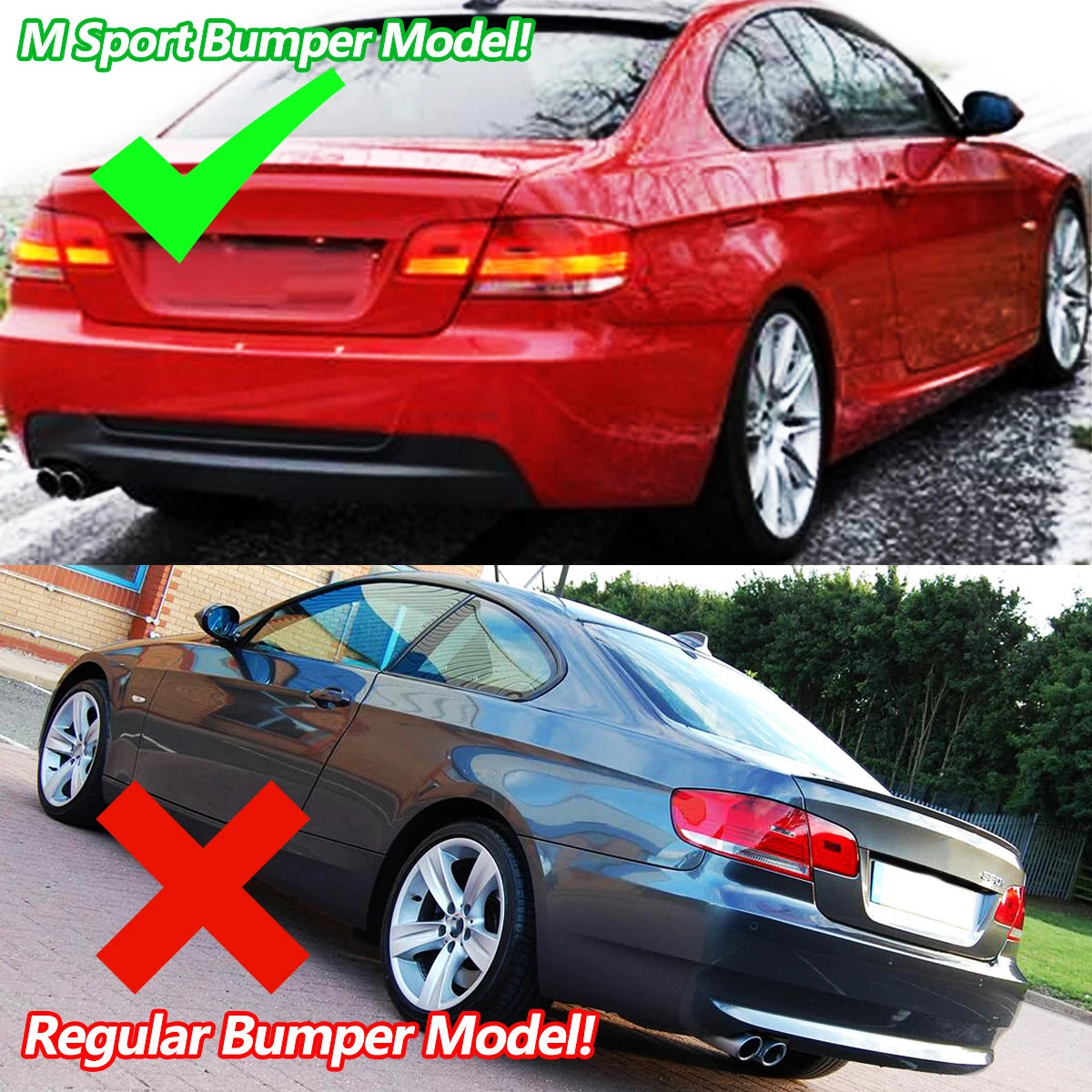 MAGICKIT For BMW 3Series E92 E93 330I M Sport Bumper Rear Bumper Diffuser Lip Shiny Black Bodykits CAR Accessories Gloss Black
