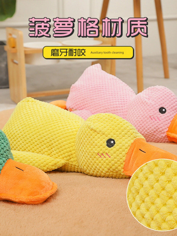 Large Dog Self-Hi Corgi Consumes Small Yellow Duck Dogs