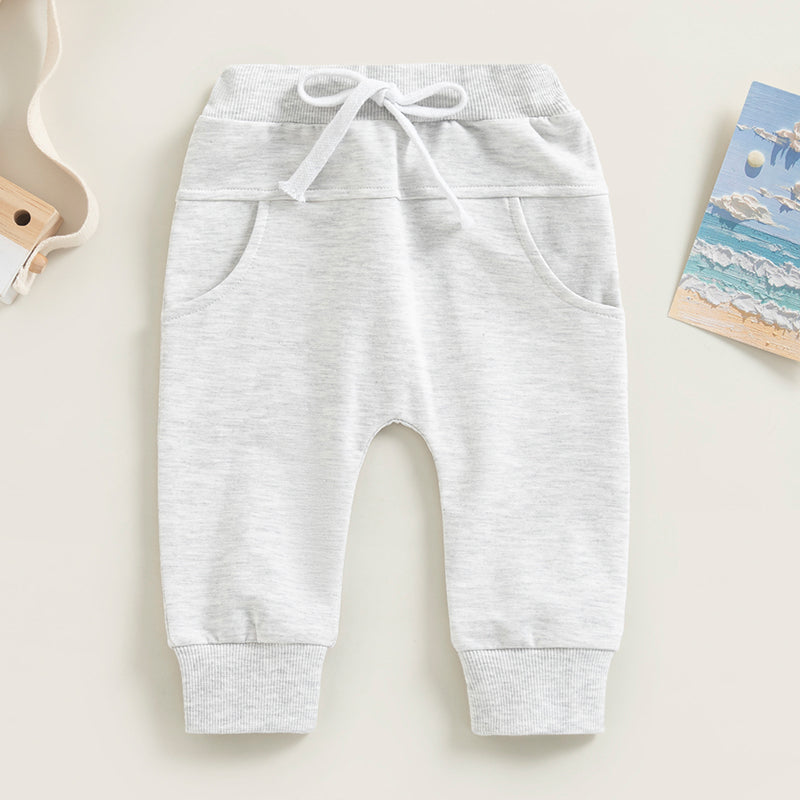 2022-12-12 Lioraitiin 0-3Years Toddler Baby Boys Sweatpants Elastic Waist Drawstring Solid Fall Trousers Pockets Casual Clothes