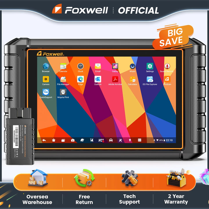 FOXWELL NT1009 10.1 inch OBD2 Car Scanner ECU Coding Active Test Guided Functions OE All System OBD2 Automotive Diagnosis Tools