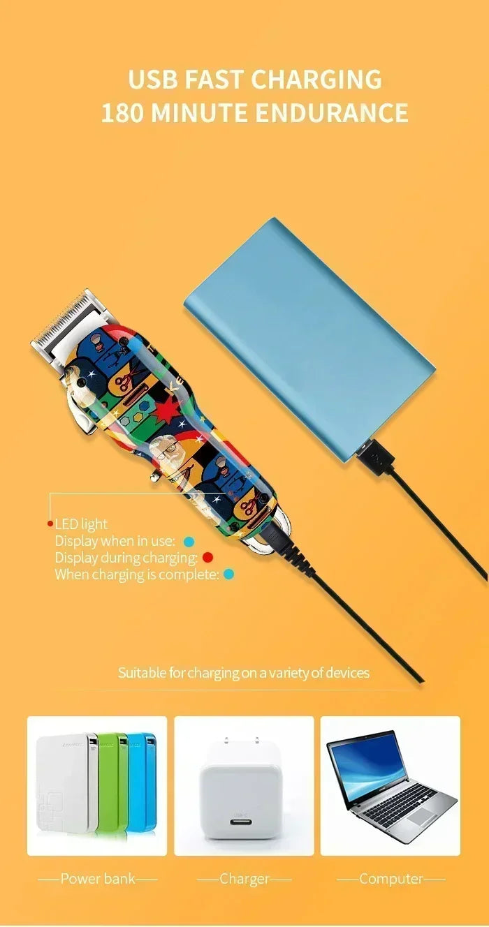 Kemei Hair Clipper Rechargeable Graffiti Pattern Electric Professional Barber Trimmer Man Shaver KM-MAX2092 KM-MAX5090 KM-RS7098