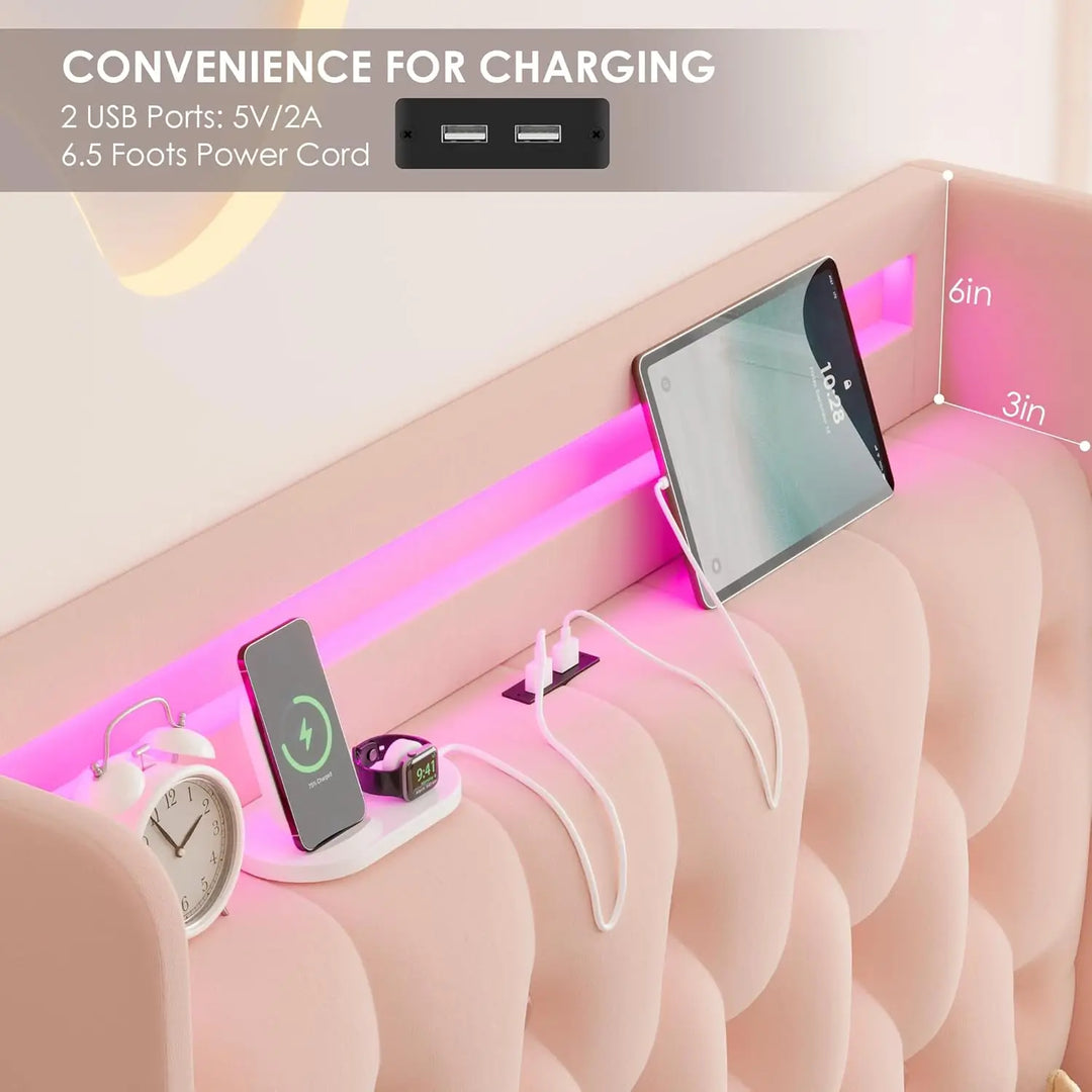 Twin LED Bed with Storage