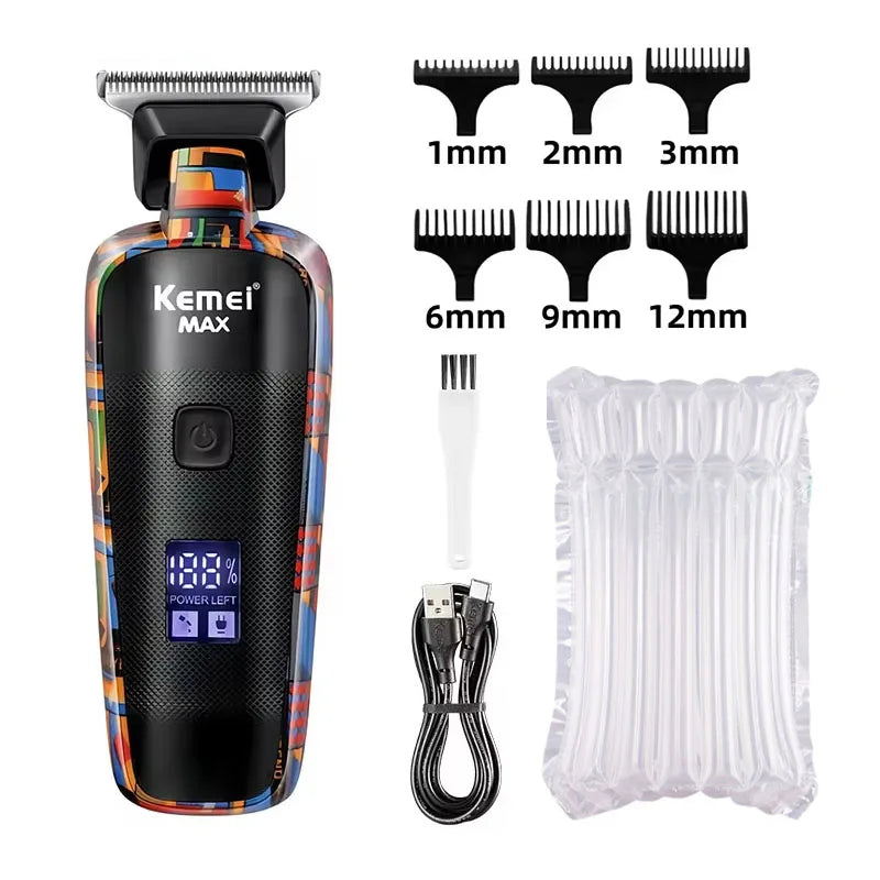 Kemei Professional Electric Hair Clipper Rechargeable Graffiti Pattern Beard Trimmer Men's Shaver KM-MAX2092 KM-MAX5090 KM-1102H